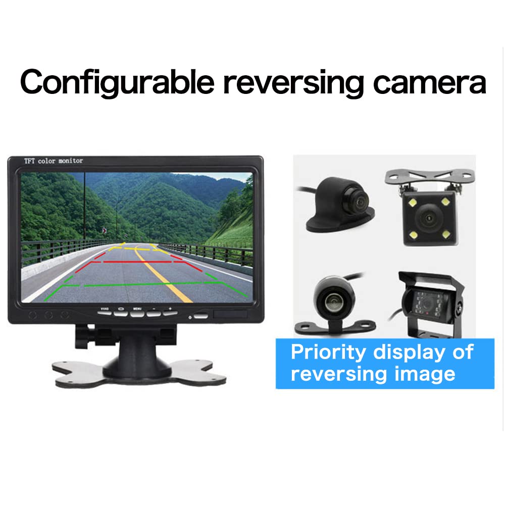 OBEST 7 Zoll TFT LED Auto Rückfahrkamera Monitor, Bildschirm für Rückfahrkamera, DC12V-24V, AV1/AV2-Videoumschaltung, Auto Monitor für LKW Busse Wohnmobil Van KfZ Truck