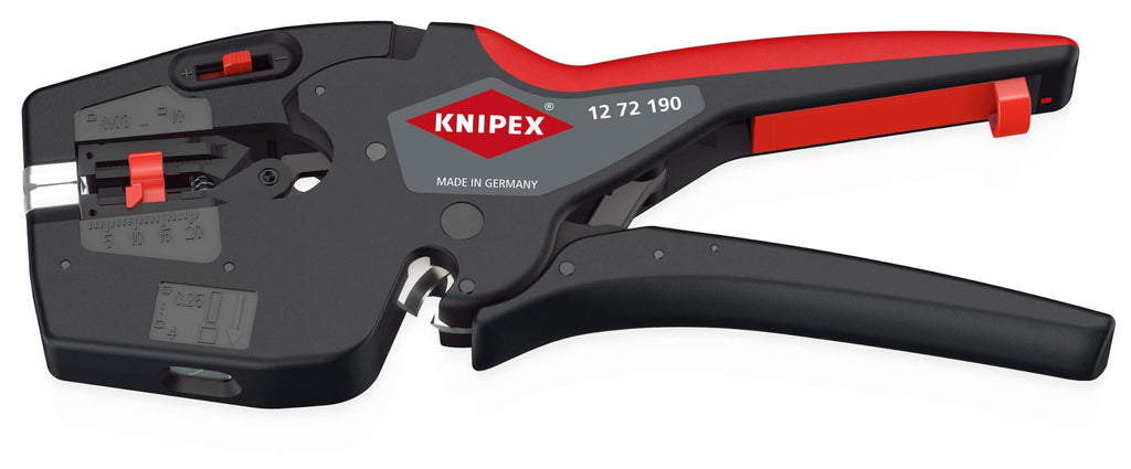 KNIPEX NexStrip Automatische Abisolierzange 0,03 – 10mm², mit Crimpfunktion Aderendhülsen bis 4mm², mit Feineinstellung, 12 72 190