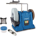 Scheppach Nass-Schleifsystem Tiger 7000s (Nass-Schleifmaschine mit 200W Induktions-Motor, Edelkorund Schleifstein 250 x 50 mm 220 Körnung | inkl. Universalvorrichtung | Abziehpaste & Winkellehre
