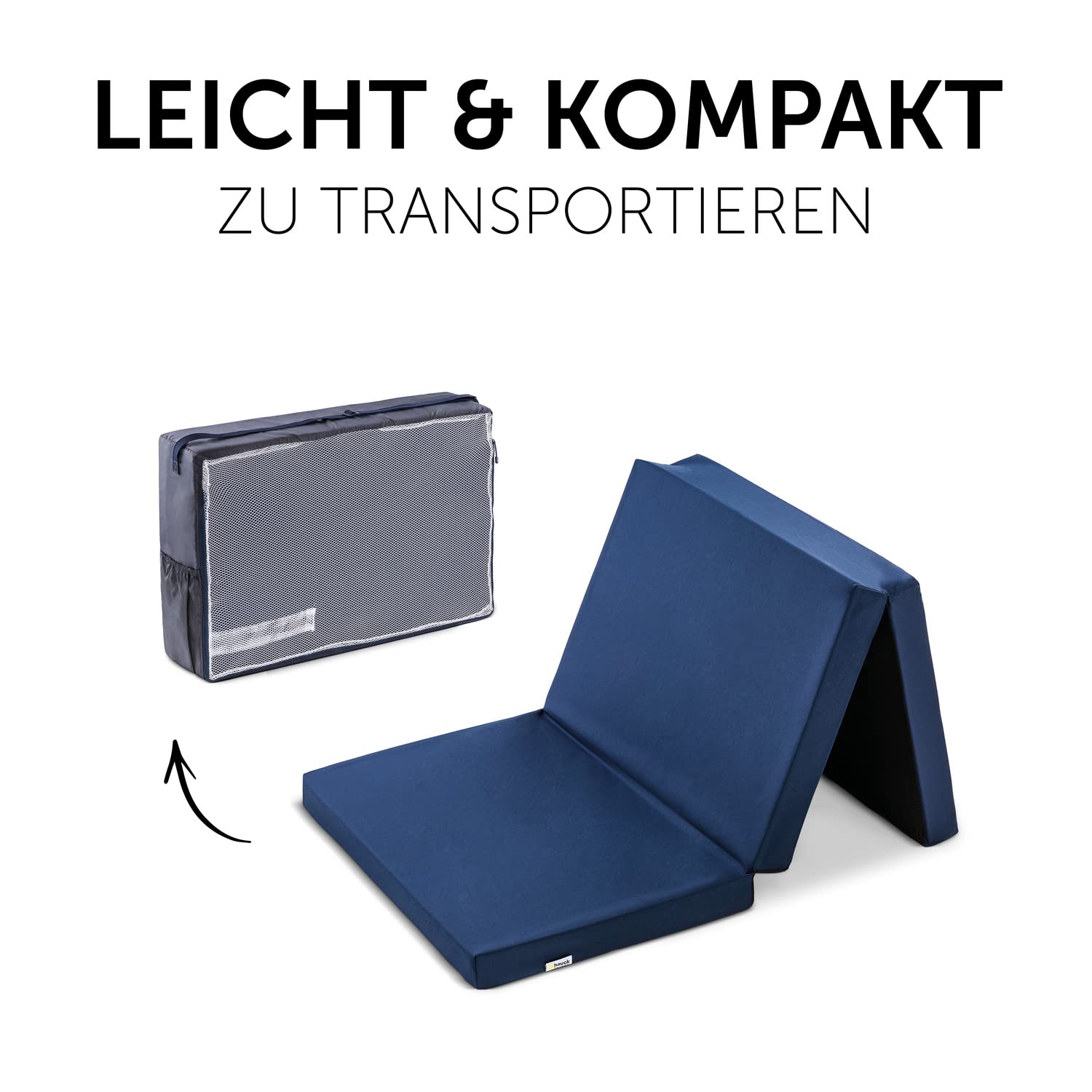 hauck Sleeper, Navy - 120x60x5 cm - Faltmatratze für Kinderreisebetten mit Tragetasche - Klein Zusammenklappbar - Kompatibel mit Dream N Play Plus, Sleep N Play Go Plus, Play N Relax Center