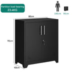 YITAHOME Aktenschrank Abschließbar, Metallschrank mit 2 Verstellbare Einlegeböden, Büroschrank Stahlschrank mit Belüftungslöcher für Arbeitszimmer Büro Garage Schule, Schwarz, 80 x 40 x 90cm