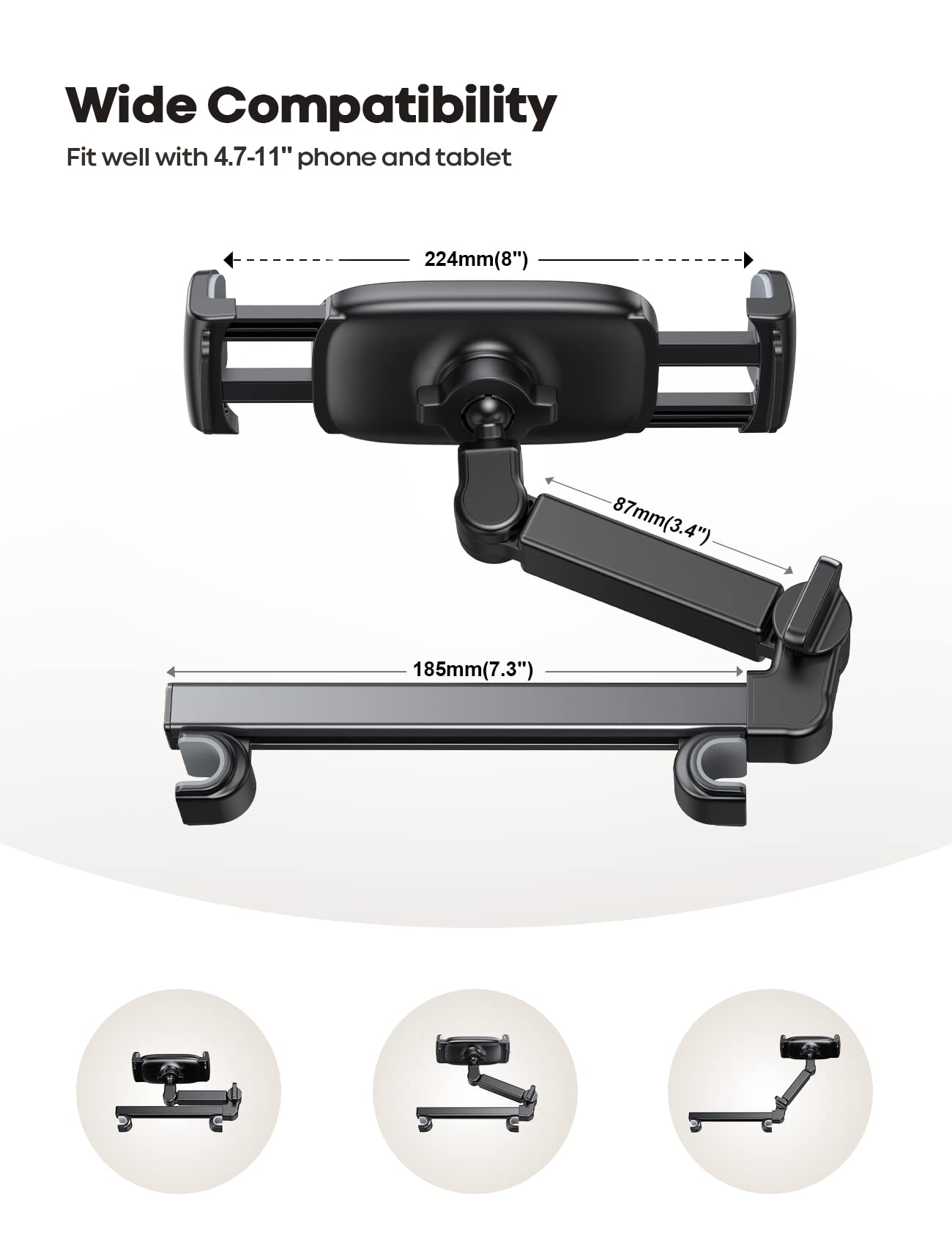 Lamicall Tablet Halterung Auto, Tablethalterungen Auto - Ausziehbar KFZ Tablet Halter Kopfstütze, Universal Tablet Kopfstützenhalter für iPad, für Switch, Samsung Tab, Smartphone & 4,7-11 Zoll Geräte