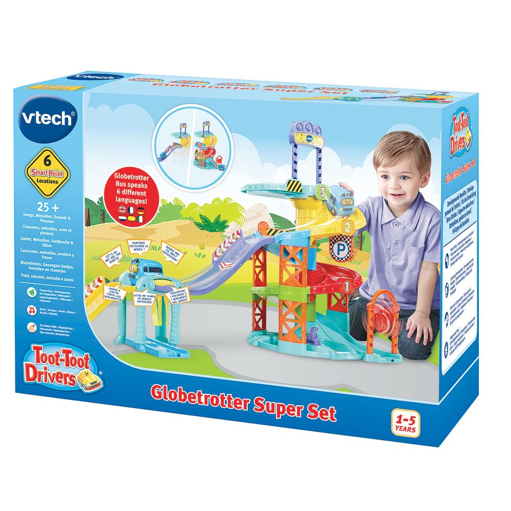 VTech TUT TUT Baby Flitzer - Parkhaus – Interaktive Parkgarage Mit Beweglichen Elementen, Melodien, Liedern und Mehrsprachigem Bus – Für Kinder Von 1-5 Jahren