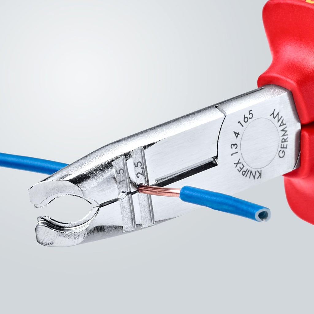 KNIPEX Abmantelungszange verchromt isoliert mit Mehrkomponenten-Hüllen, VDE-geprüft 165 mm, 13 46 165