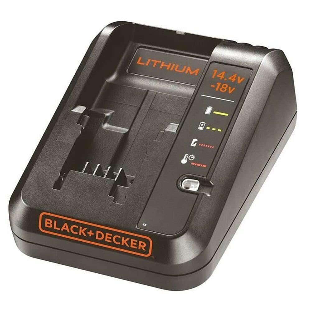BLACK+DECKER 18V Multivolt-Schnell-Ladegerät (einsetzbar für alle BLACK+DECKER 14,4 Volt und 18 Volt Li-Ionen-Akkus, 1 Ampere Ladestrom, mit Ladezustandsanzeige) BDC1A-QW