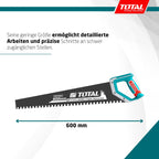TOTAL - Zementsäge | 600mm Länge | Wolframblech | Zum Schneiden von Zement, Beton oder Ziegeln | Ideales Werkzeug für Bau- und Mauerwerksarbeiten