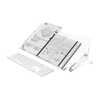 Dataflex Addit ErgoDoc® Dokumentenhalter - Verstellbar 400, Klarer Acryl, Dokumentenhalter auch geeignet für Bücher, Ordner bis A3, Verstellbar, Tragkraft 6kg, Ablagefläche für Tastatur