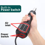 YIHUA 8858-IV Mehrzweck-Heißluftfön für Basteln Elektroniklöten DIY Schrumpfschlauch und -folie Lötbrenner mit Temperatur- und Luftstromregelung 3 Düsen eingebauter Ständer manueller Standby-Modus