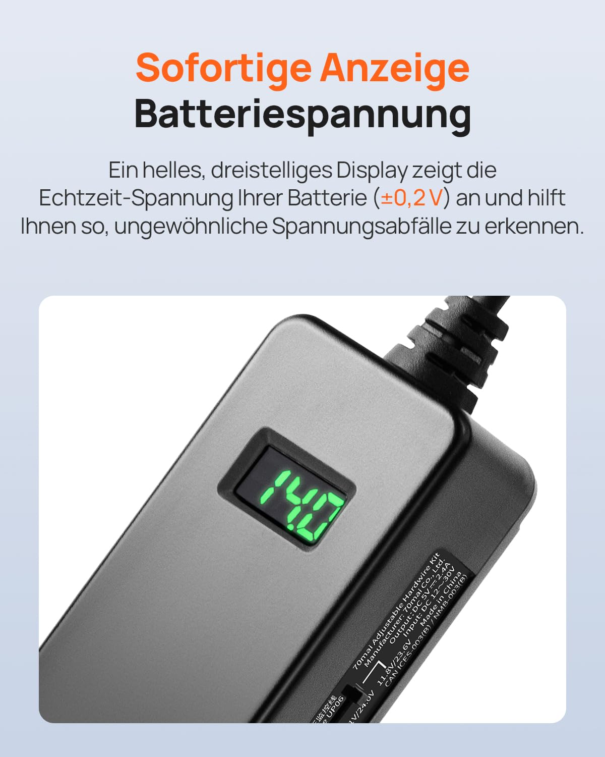 70mai Dashcam Hardwire Kit UP06, Typ-C Festverdrahtungs-Kit mit Dreistufig Einstellbarem Niederspannungsschutz, Kompatibel mit 70mai M310/A510/A810/4K Omni/T800E/T800, 24Std. Parkmodus