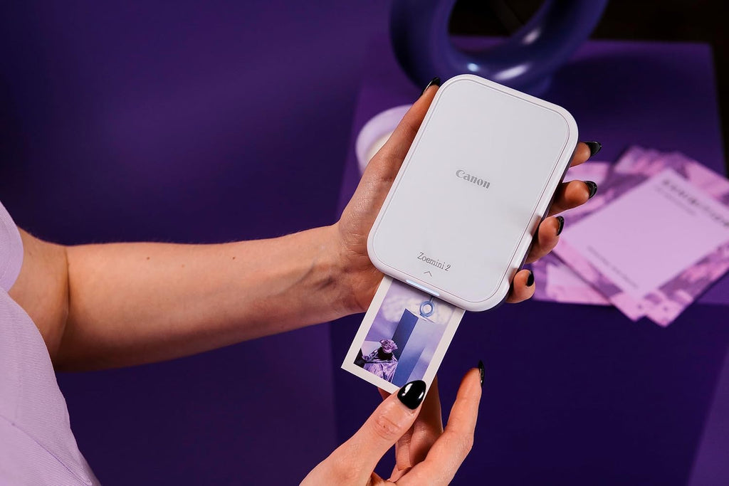 Canon Zoemini 2 perlweiß Mini Fotodrucker mobil tragbar unterwegs Hosentasche (Fotodruck 5x7,6 cm, kabelllos, für Smartphone + Tablet, eingebauter Akku, App, Bluetooth) [+ 10er Zink Druck-Set]