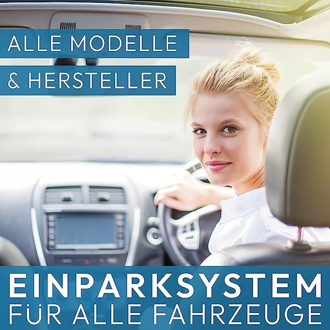 VSG24 Premium Einparkhilfe hinten zum nachrüsten am Auto, PDC Parksensoren hinten mit Stecksystem für einfachste Montage Rückfahrwarner mit Lautsprecher & 4 Sensoren Parkhilfe Nachrüstsatz Silber