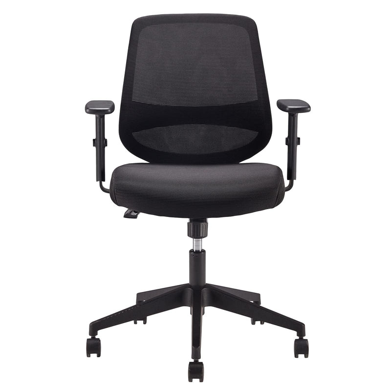 Amazon Basics Ergonomischer Bürostuhl, Schreibtischstuhl mit verstellbaren Armlehnen, Lendenwirbelstütze, Chefsessel aus Mesh-Gewebe, rückenfreundlich, einfache Montage, 63,5 x 58,4 x 91,4 cm, schwarz