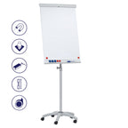 FRANKEN Flipchart, Beschreibbar, Magnetisch, Mobil, Mit Rollen, Whiteboard mit Ständer, Papierhalterung und Stifteablage, 68 x 105 cm, X-tra!Line Mobil, EL-FC31