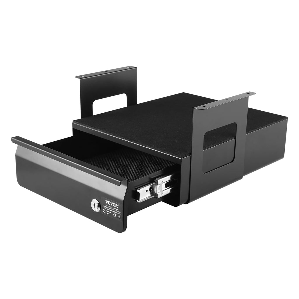 VEVOR Untertisch Schublade 365x335x185 mm, Unterbau Schreibtisch, versteckter Schreibtisch-Aufbewahrungs-Organizer, abschließbare Bleistiftschublade unter dem Tisch für Sitz-Steh-Arbeitsplätze