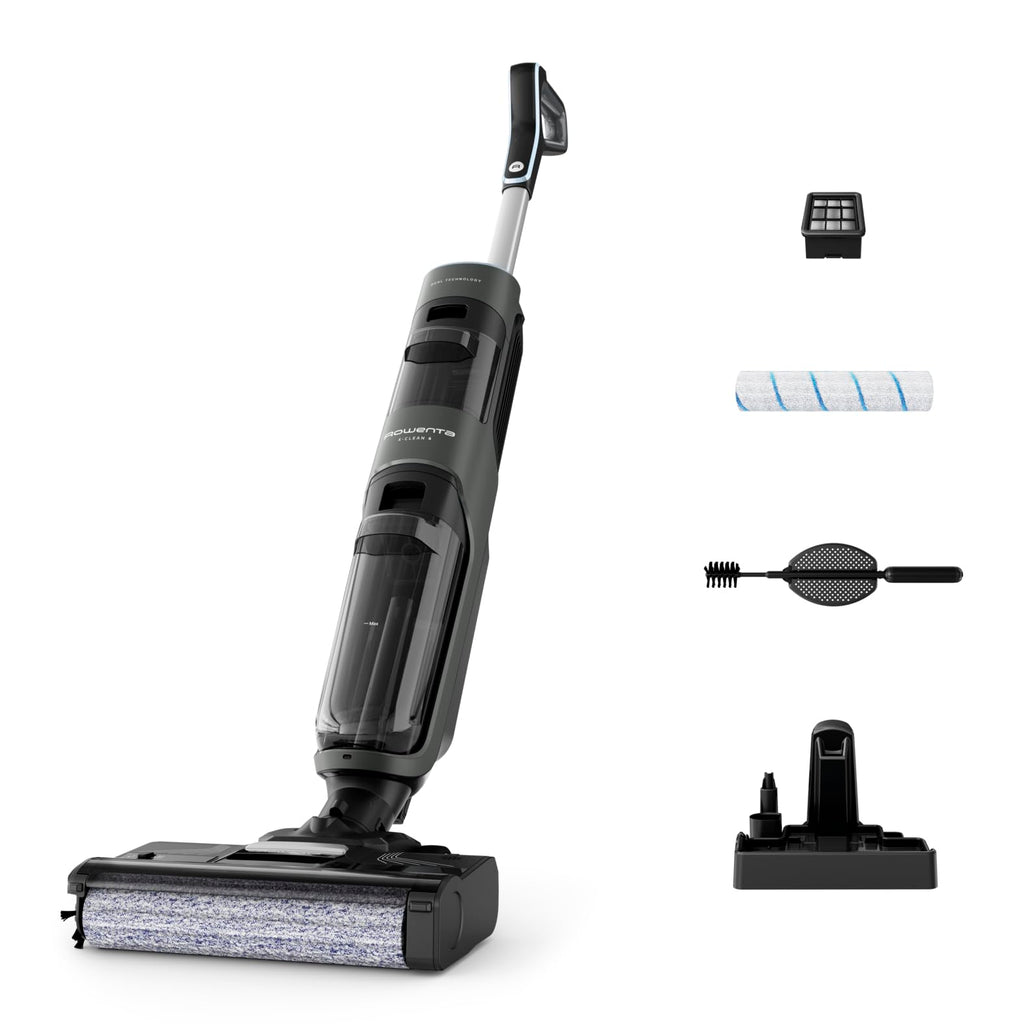 Rowenta X-Clean 4 kabelloser Nass- und Trockenstaubsauger, 2-in-1 Reinigung, 50 Min. Leistung, intelligente Schmutzerkennung, Selbstreinigungssystem, Dunkelgrau, GZ5037WO