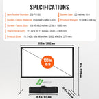 VEVOR Projektion Beamer Leinwand mit Ständer 120 Zoll HD 4K Outdoor Indoor Projektor Screen Schnelles Klappbare Tragbare Filmleinwand 16: 9 für Heimkino, Camping, Freizeitveranstaltungen usw. Schwarz