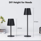 UPXNBOR LED Tischlampe Kabellos 2 Stück, Dimmbare Nachttischlampe Touch, Akku Tischleuchte Kabellos, Indoor Outdoor Tischlampe Akku, 3-stufig Warmlicht, IP54 Wasserdicht, Vollmetallgehäuse, Schwarz
