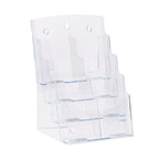 Relaxdays Prospekthalter A4 / DIN Lang, 4 Etagen, Acryl, Flyer Aufsteller Tisch & Wand, HBT: 35x24,5x24cm, transparent, 1 Stück, 10027299