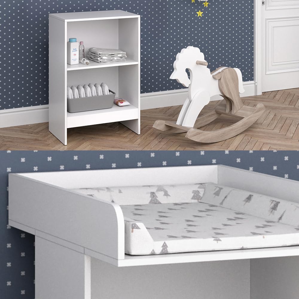 Vicco Wickelkommode Leo, Wickelaufsatz für die Kommode, Weiß, 60 x 103 cm