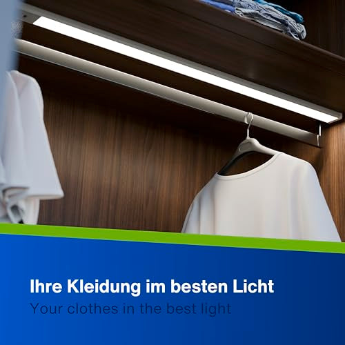 REV Unterbauleuchte Küche LED - Aluminium Schrankbeleuchtung 90cm, 10W, 850 Lumen, 3000K, Küchenbeleuchtung flach mit Sensor, einfache Montage, silber