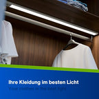 REV Unterbauleuchte Küche LED - Aluminium Schrankbeleuchtung 90cm, 10W, 850 Lumen, 3000K, Küchenbeleuchtung flach mit Sensor, einfache Montage, silber