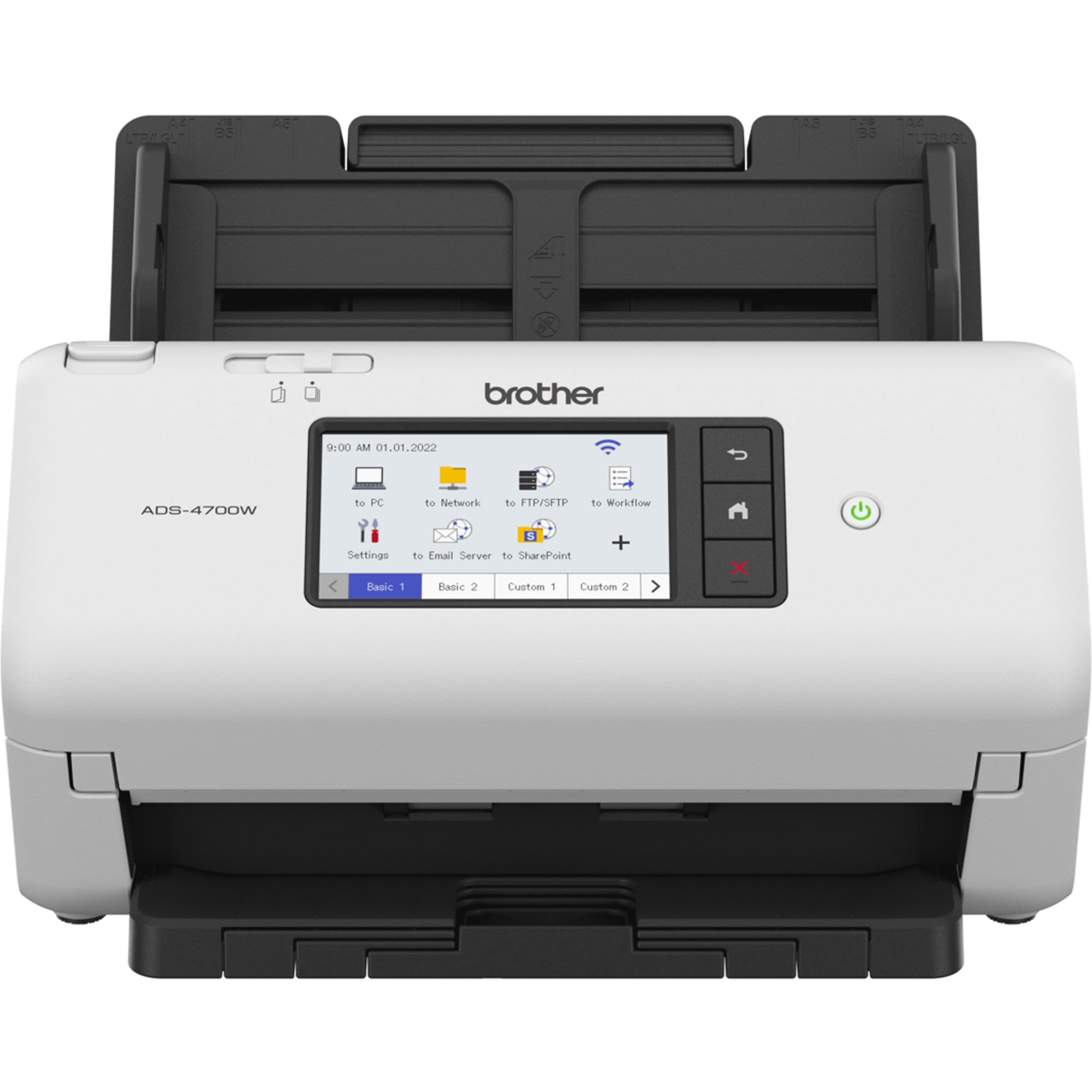 Brother ADS-4700W, Professioneller Dokumentenscanner mit USB, LAN und WLAN, Duplex Scan, Touchscreen, ADS4700WRE1, Weiß
