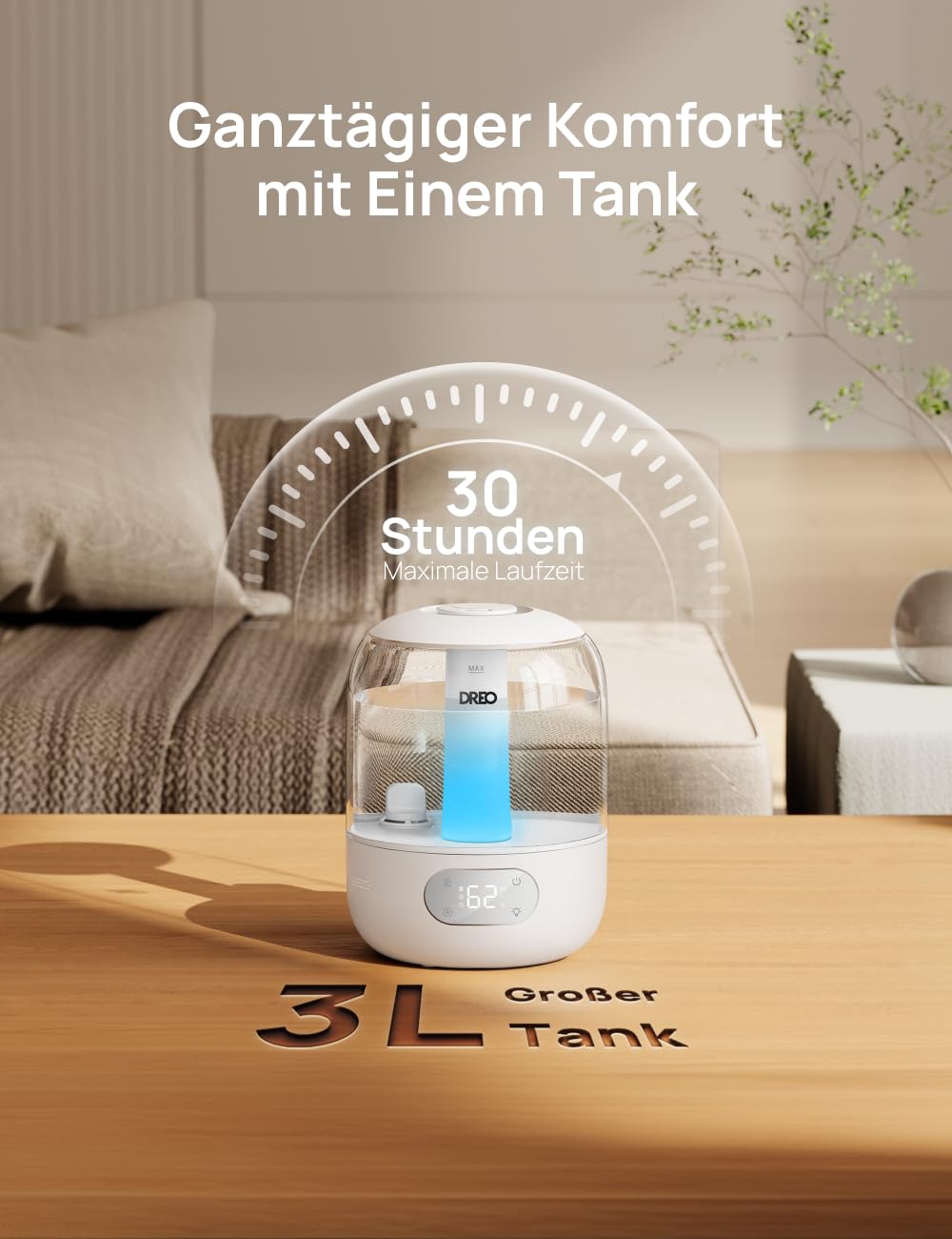 Dreo Luftbefeuchter für Schlafzimmer, kühler Nebel Luftbefeuchter für Haus und großen Raum, leiser Luftbefeuchter für Baby, Nachtlicht, ätherisches Diffusor, schnelle Ultraschall Luftbefeuchter