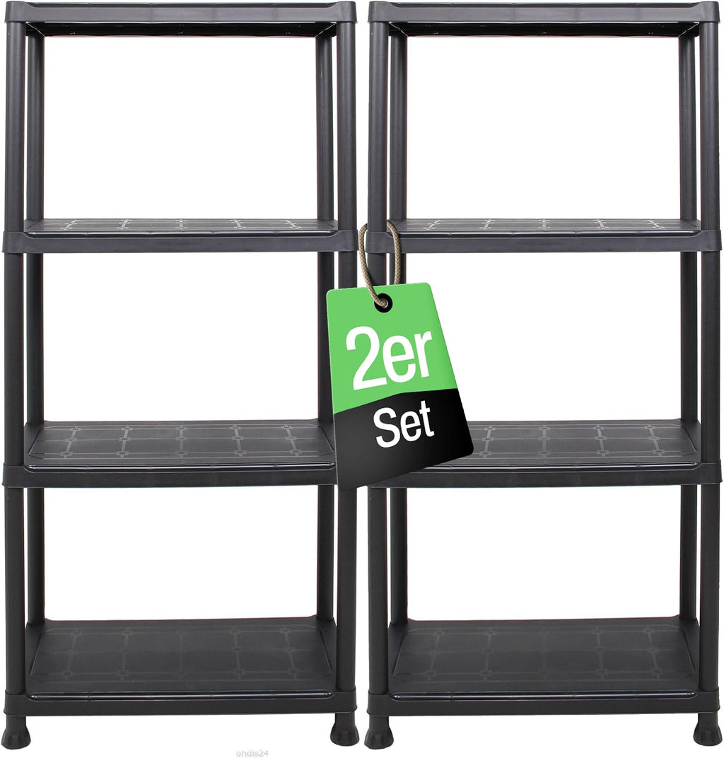 Schwerlastregal, 2er Set, Kellerregal, Lagerregal, Steckregal, 131 x 60 x 30 cm, jeweils bis 80 kg belastbar und 4 Ablagen