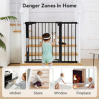COMOMY 75 – 110 cm Sicherheitsbarriere für Kinder, Sicherheitsbarriere für Hunde, automatisches Schließen, Treppen und Türen ohne Bohren, breites Metallgitter mit Verlängerung (76 cm H, schwarz)