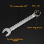 HYCHIKA Ratschenschlüssel Set, 9Pcs Ringschlüssel Set, Schraubenschlüssel set 6-19 mm, Maulschlüssel Ringmaulschlüssel für Fahrradreparatur Autoreparatur