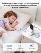 GHB Babyphone mit Kamera 5 Zoll HD IPS Bildschirm 720P 5000 mAh VOX-Energiesparmodus 4-Fach-Zoom Nachtsicht Zwei-Wege-Audio Temperatursensor