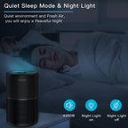 AIRTOK Luftreiniger, Luftreiniger Allergiker mit Aromatherapie, HEPA Luftfilter gegen Schimmel Staub Pollen Gerüche, 99,97% Entfernung bis 0,1 Mikrometer, Nachtlicht, Kindersicherung, Timer, 25dB
