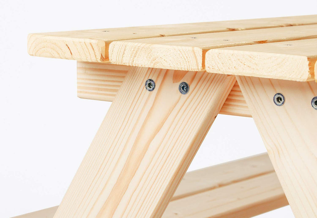 PINOLINO Nicki 4er Kindersitzgruppe - Kindertisch - Picknicktisch aus Massivholz, Kinder Spielbar - Langlebige Sitzbank für draußen, Kindergartenmöbel ab 2 Jahren, Outdoor-Tisch 90 x 79 x 50 cm