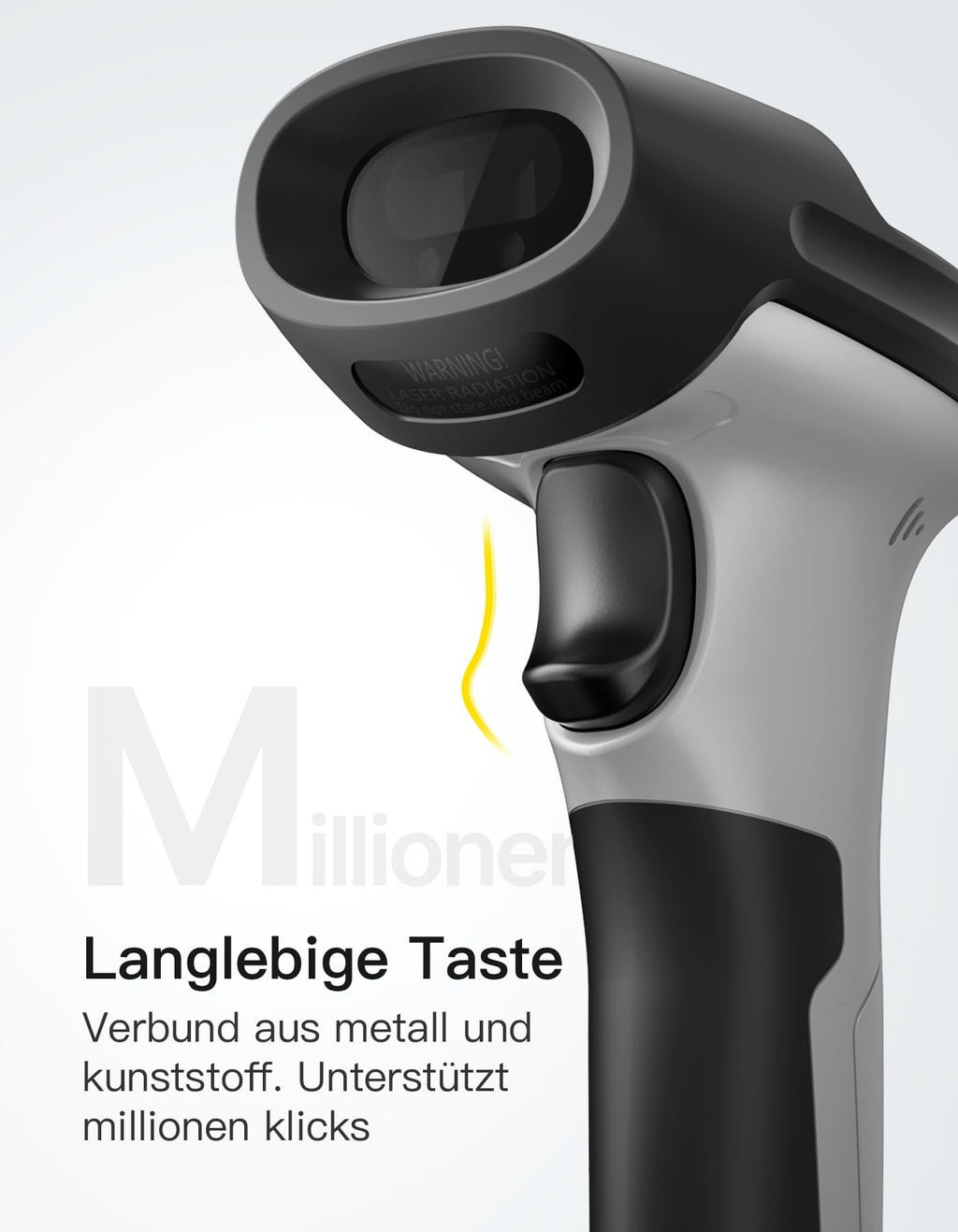 Inateck Barcode Scanner 2D Bluetooth, Kabellose QR Code Scanner, Wireless Handscanner mit AI APP & SDK, 1 Ladung 180 Tage Standby, Automatisches schnelles und präzises Scannen, BCST-72