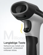 Inateck Barcode Scanner 2D Bluetooth, Kabellose QR Code Scanner, Wireless Handscanner mit AI APP & SDK, 1 Ladung 180 Tage Standby, Automatisches schnelles und präzises Scannen, BCST-72