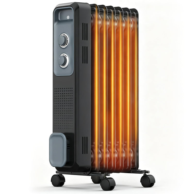 COWSAR Ölradiator energiesparend, Schnelle Wärme, 3 Heizstufen mit Rollen & Griff, Kipp- und Überhitzungsschutz, Büro/Garten/Wohn- und Schlafzimmer, Matt Schwarz