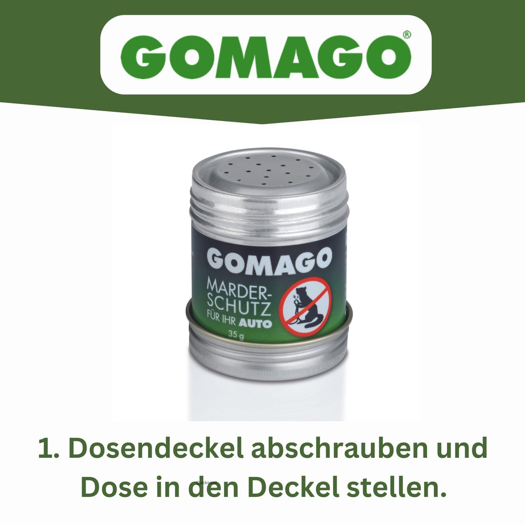 GOMAGO Marderschutz für Ihr Auto 2er Set | Zuverlässige und einfache Mardervergrämung durch Duftstoff | Alternative zu Marderschreck, Marderspray, Ultraschall u.ä. | Einfache Anwendung [2 x 35g]