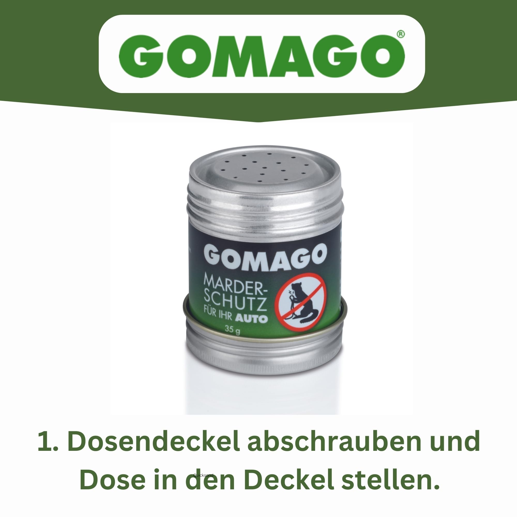 GOMAGO Marderschutz für Ihr Auto 2er Set | Zuverlässige und einfache Mardervergrämung durch Duftstoff | Alternative zu Marderschreck, Marderspray, Ultraschall u.ä. | Einfache Anwendung [2 x 35g]