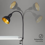BRILONER - Retro Klemmleuchte, Leselampe inkl. Flexarm, inkl. An- Ausschalter, Schwenkbar, 1x E14, max. 25 Watt, Bürolampe, Schlafzimmerlampe, Kinderzimmer, Leseleuchte, Metall, Schwarz-Gold