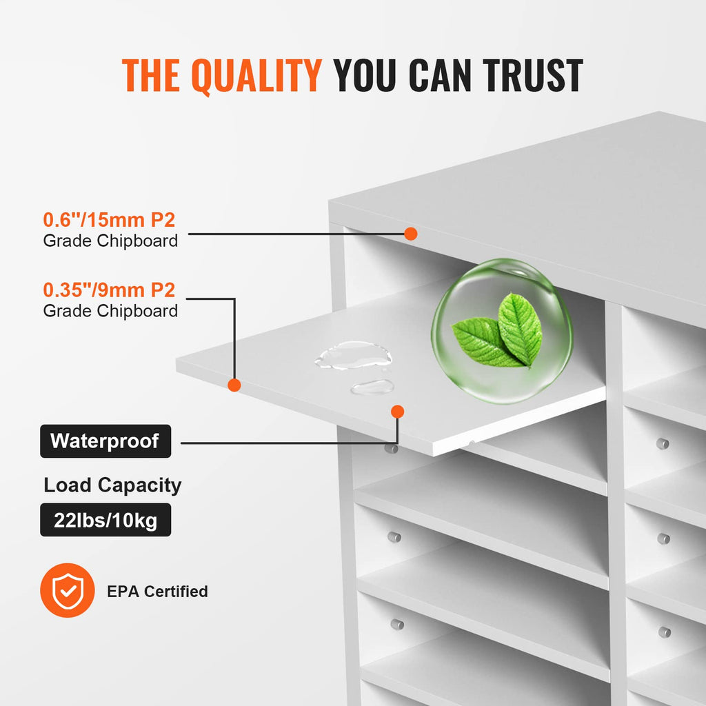 VEVOR Briefablage Schreibtisch Organizer 520 x 305 x 410 mm, 2,3–5,6 cm Einstellbar A4 Stapelbar, Papierablage, Aufbewahrung Schreibtisch Ablagesystem Organisation, Ablage (Weiß, 2 x 6 Fächer)