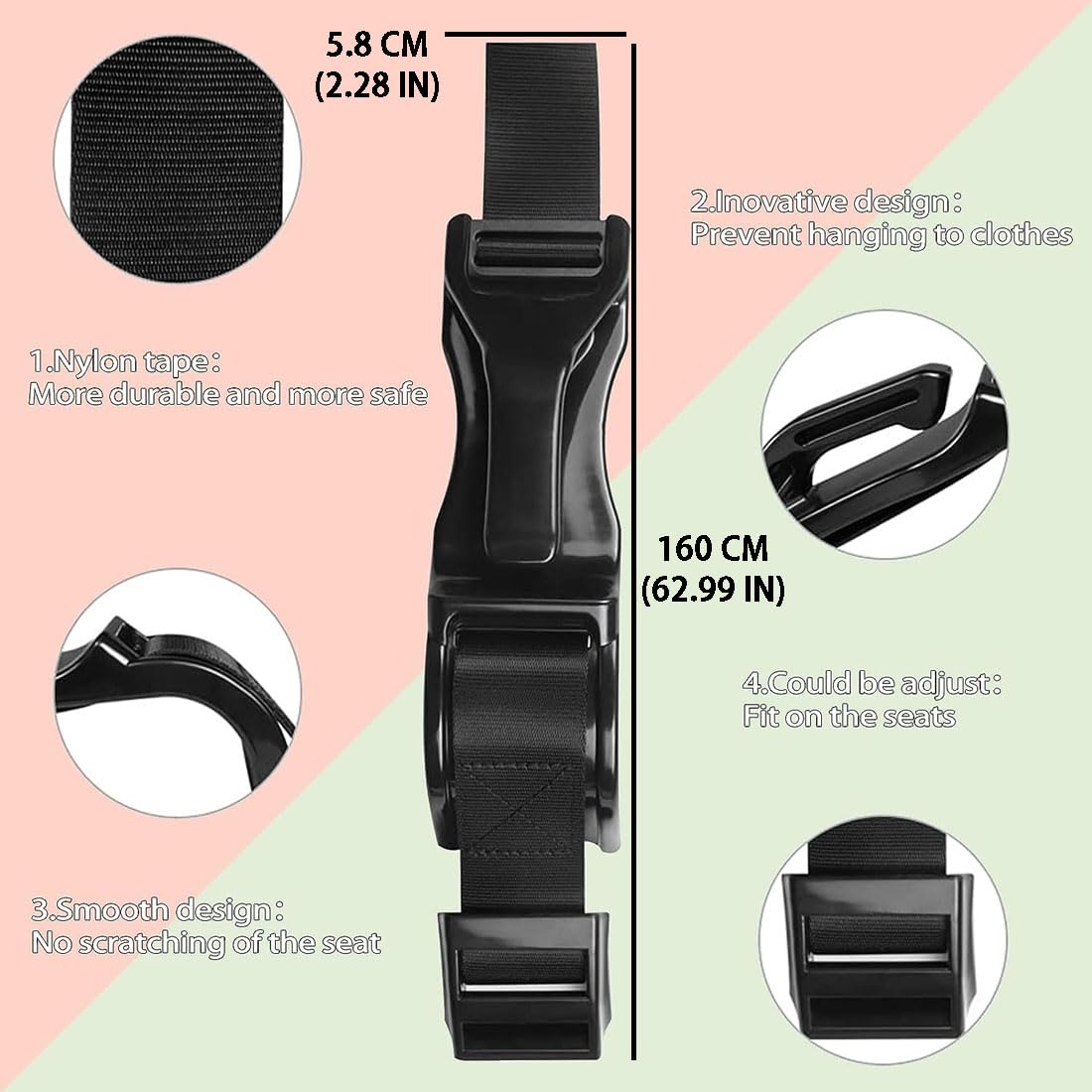 Sitzbezugversteller,Schwangerschafts-Sicherheitsgurt,Schwangerschafts-Bump-Gurt,Frauen und Männer,Komfort und Freiheit für Schwangere Mütter,schützt den Bauch des ungeborenen Babys (Schwarz Glatt)