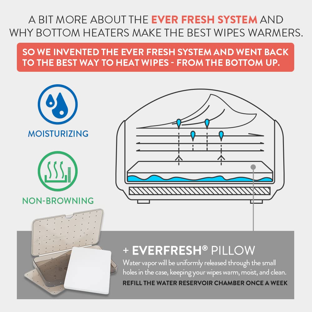 Prince Lionheart EVO Wischtücherwärmer für Einweg-Babytücher Warmes Nachtlicht Merkmale Ever-Fresh-System (EU Adaptors), 1 Stück (1er Pack)