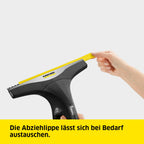 Kärcher Akku Fenstersauger WV 2 Black Edition (Akkulaufzeit: 35 min, 2X wechselbare Absaugdüsen - breit und schmal, Sprühflasche mit Mikrofaserbezug, Fensterreiniger-Konzentrat 20 ml)