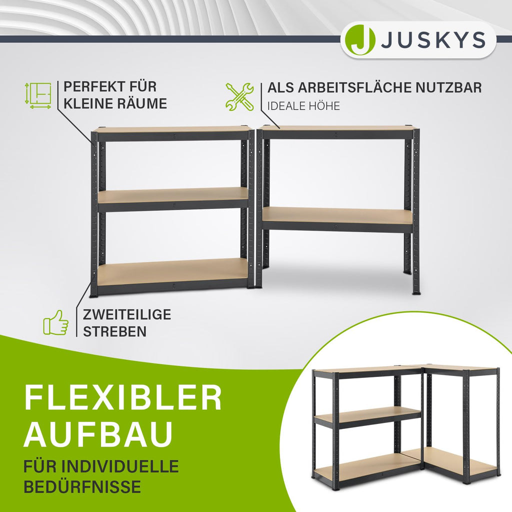 Juskys 2er-Set Lagerregal Basic 2X 180x90x40cm (HxBxT) - 1750 kg - 10 Böden - Schwerlastregal Steckregal Metall Kellerregal Regalsystem Regal - Grau