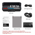 Head Up Display Auto HUD Anzeige OBD2 & HUD GPS Anzeige, iKiKin 3,5 Zoll Kopf-Display, Tachometer, Auto Tachometer, Motorgeschwindigkeit Sicherheitsalarm
