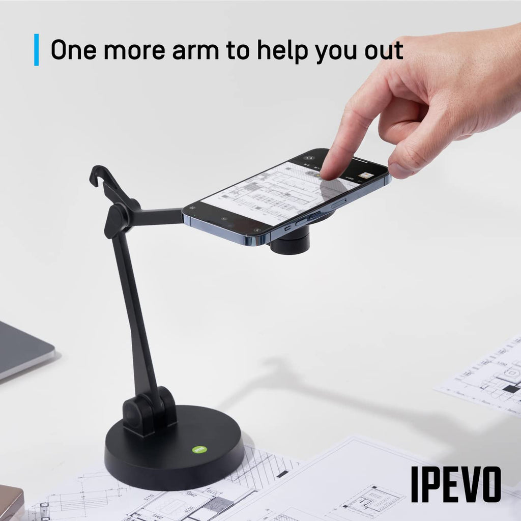 IPEVO Uplift Magnetic mehrgelenkiger Arm für iPhones der Reihe 12 und höher, mehrgelenkiger Telefonhalter für Videogespräche, Multi-Screen-Arbeitsbereich, online unterrichten und lernen Telefonständer
