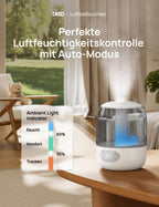 Dreo Luftbefeuchter für Schlafzimmer, kühler Nebel Luftbefeuchter für Haus und großen Raum, leiser Luftbefeuchter für Baby, Nachtlicht, ätherisches Diffusor, schnelle Ultraschall Luftbefeuchter