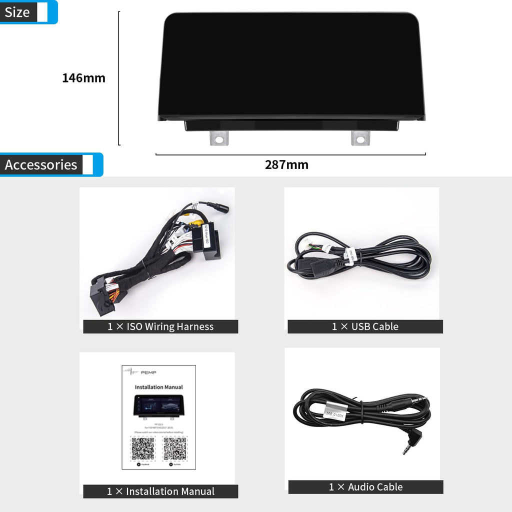 PEMP Linux Display für BMW 1er F20 F21 F22 3er F30 F31 F32 F33 F34 F35 NBT CIC Kabelgebunden und Drahtlos CarPlay Android Auto Nutzen das Original Bluetooth. 1920 x 720 Bildschirm (2012-2017)