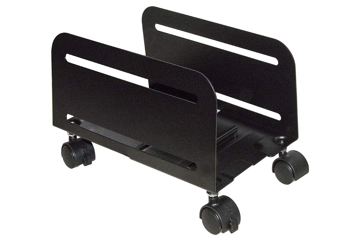 LINK LKSUPF Verstellbarer Rollwagen von 11,9 cm bis 20,9 cm für PC oder Aktenvernichter Farbe Schwarz aus Metall mit Rädern