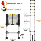 5-Meter-Metall-Teleskopleiter mit Haken – ausziehbar, widerstandsfähig und tragbar für Höhenarbeiten, Haushalts- und Gewerbegebrauch